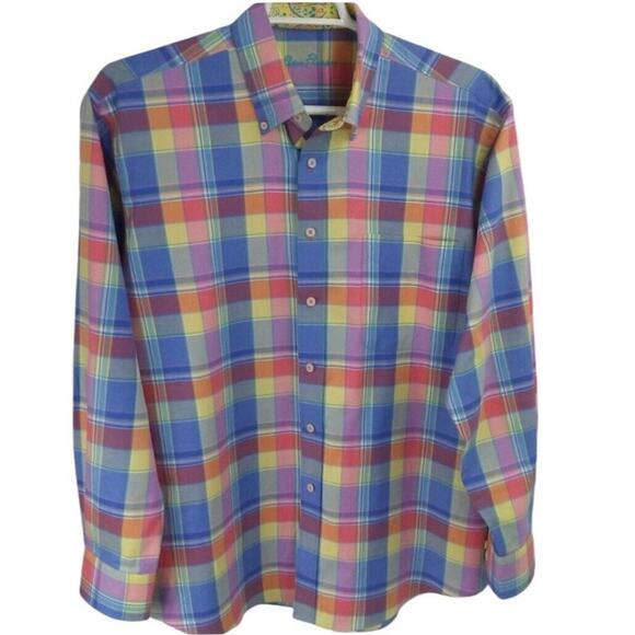 Alan Flusser Spring Pastel Plaid Button Down Shirt - Picture 1 of 7